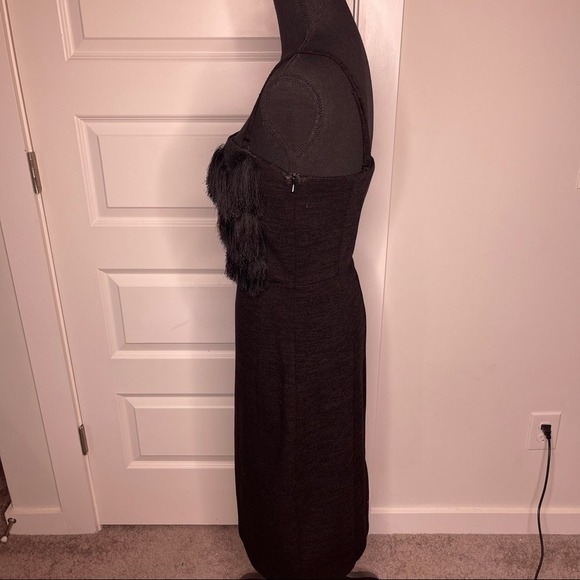 Banana Republic Fringed Cocktail Dress Black Removeable Straps Women's Size 8 - Picture 6 of 10